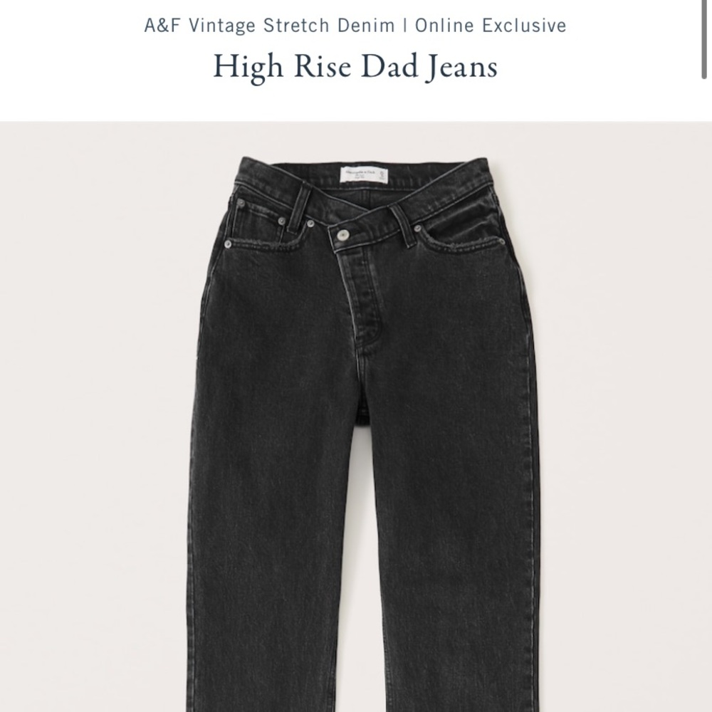 Abercrombie & Fitch High Rose Dad Jeans criss-cross waistband Black